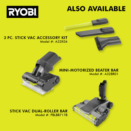 RYOBI Aspiradora inalámbrica portatil para piso y techo ONE+ 18V PCL720K