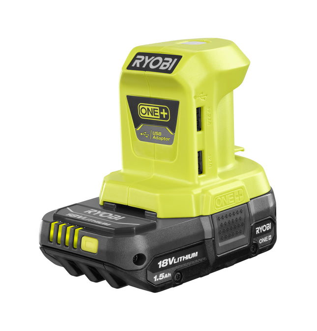 RYOBI Kit Bateria 18V 1.5Ah, cargado y Power Bank USB P743GCSB