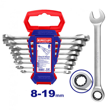 EMTOP Juego de llaves con Ratch 8 a 19 ECSS10802