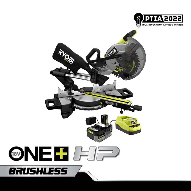 RYOBI Sierra Ingletadora Inalámbrica Brushless ONE+ 18V, 10" Deslizante PBLMS01K