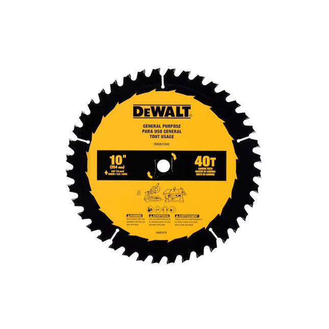 DEWALT Disco para madera de 10" 5/8, 40 dientes, cortes generales DWA11040