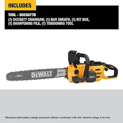 DEWALT Motosierra inalámbrica 60V MAX. Espada de 20 pulgadas DCCS677Y1