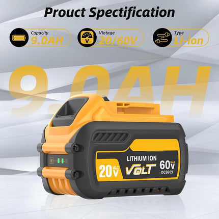 GENERICA  Bateria de 9.0Ah 60/20Volt MAX compatible con DEWALT DCB609