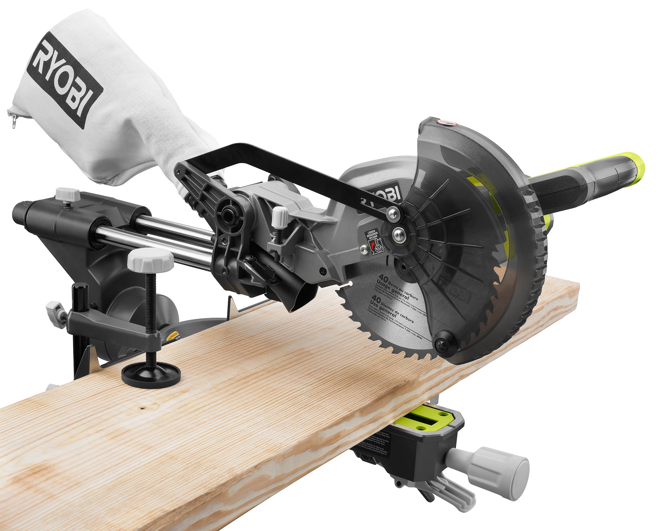 RYOBI Sierra Ingletadora compuesta deslizante inalámbrica ONE+ 18V, de ...