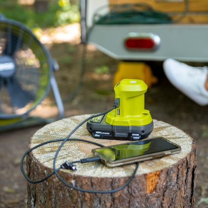 RYOBI Kit Bateria 18V 1.5Ah, cargado y Power Bank USB P743GCSB