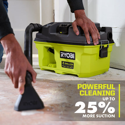 RYOBI Aspiradora Inalámbrica Mojado/Seco de 3 Galones ONE+ 18V