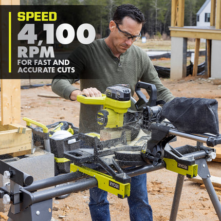 RYOBI Sierra Ingletadora Inalámbrica Brushless ONE+ 18V, 10" Deslizante PBLMS01K