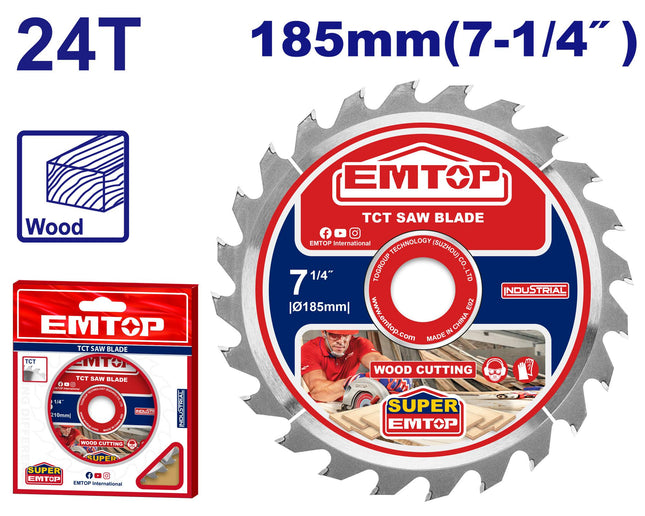 DISCO DE SIERRA, 7-1/4 PULG PARA MADERA. MARCA EMTOP  [ETCT1185112]